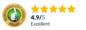 eKomi – Kundenauszeichnung 4,9/5 Exzellent